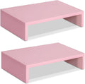 TEAMIX Pink Monitor Stand Riser-2 Pack, Wood 2 Tier Adjustable Monitor Stand by TEAMIX