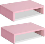 TEAMIX Pink Monitor Stand Riser-2 Pack, Wood 2 Tier Adjustable Monitor Stand by TEAMIX