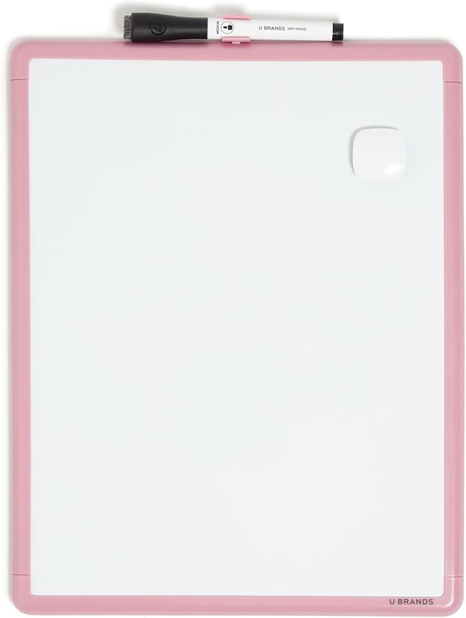 U Brands Contempo Magnetic Dry Erase Board White Board, 11” x 14”, Blush Pink by UBrands