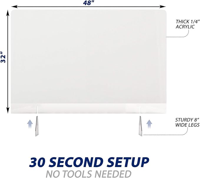 SignHero Sneeze Guard | Large, Sturdy ¼” Acrylic Plexiglass Shield | USA-Made - Image 2