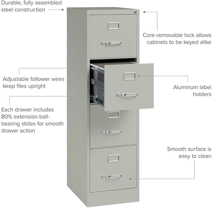 Scranton & Co 4-Drawer 22" Deep Letter Filing Cabinet in Black, Office - Image 7