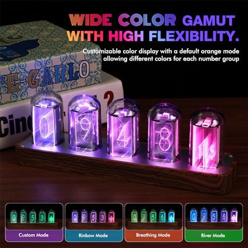 clocteck nixie tube clock walnut digital clock, support, side view