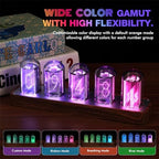 clocteck nixie tube clock walnut digital clock, support, side view