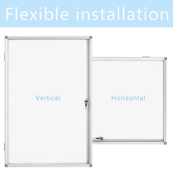 Lockable Dry Erase Board 36x24 Inches Enclosed Bulletin Boards White Board - Image 3