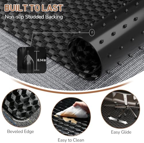 Office Chair Mat for Low Pile Carpet, 48" x 60" Clear Plastic