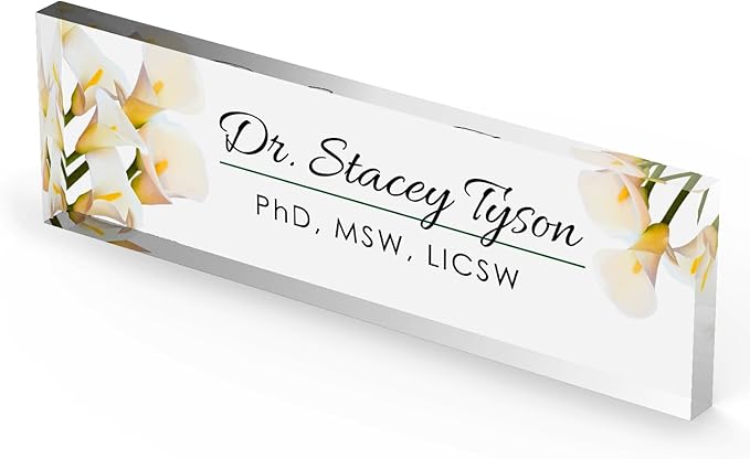 Artblox Personalized Office Desk Name Plate and Business Card Holder | Clear - Image 5