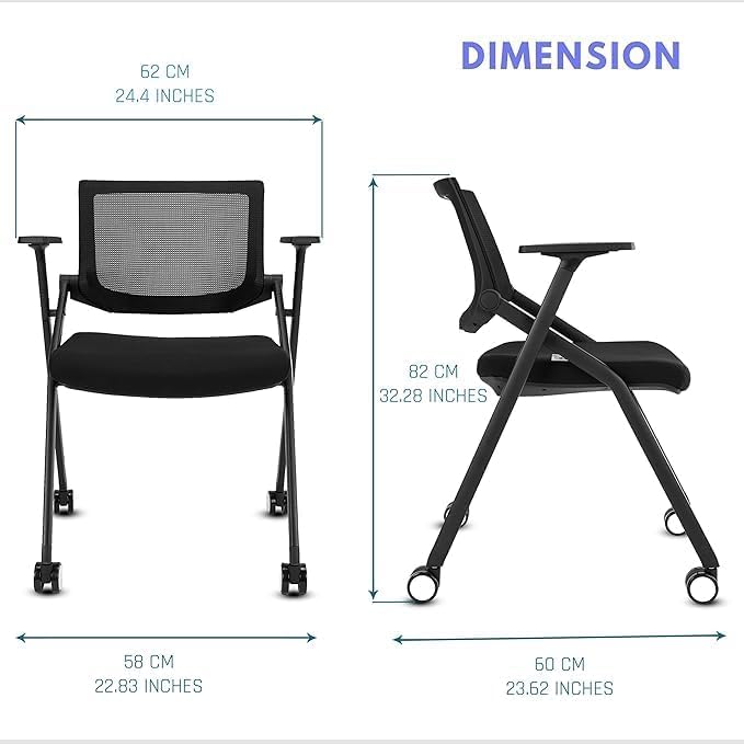BROBRIYO Folding Chair with Wheels and Paddle, Ergonomic Mesh Back and Arms - Image 2