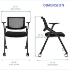 BROBRIYO Folding Chair with Wheels and Paddle, Ergonomic Mesh Back and Arms - Image 2