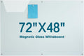 Glass Magnetic Dry Erase Board 72"x48" Frameless Wall Mounted Glass White Board by JYYPWB