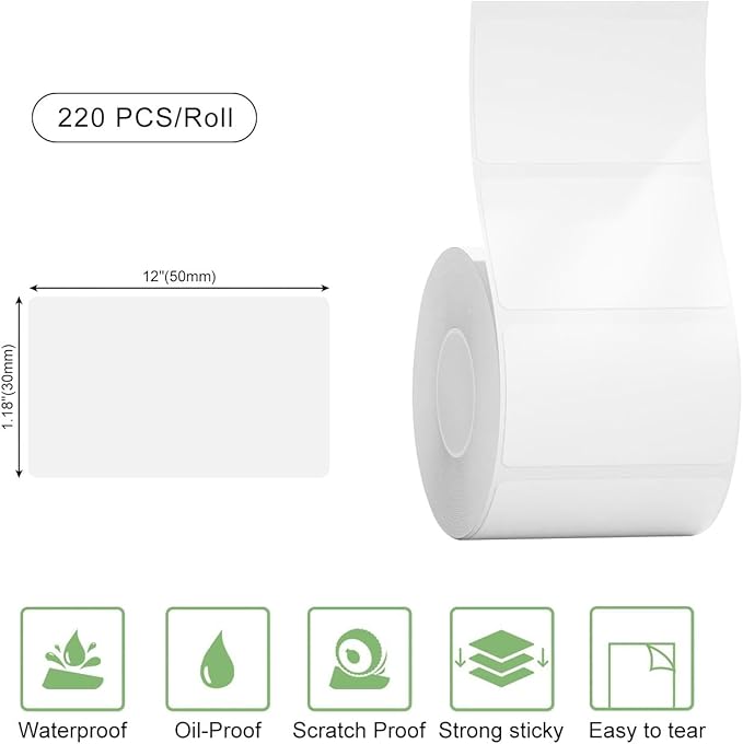 Risio Thermal Labels 2"x1.18", 220 Labels/Roll, Waterproof, Oil-Resistant - Image 2