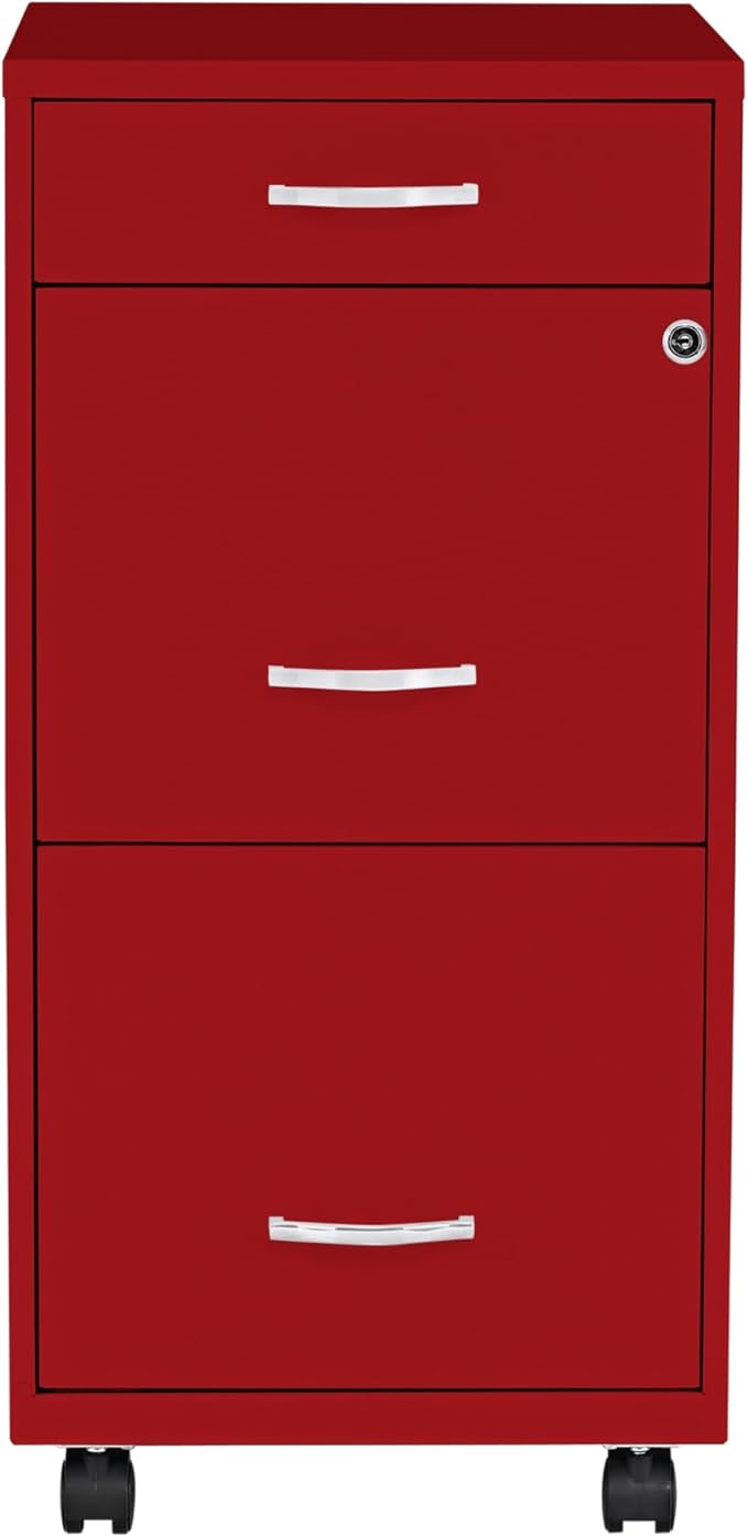 LYS SOHO Box/File/File Mobile Red File Cabinet, 3 Drawer - Image 3