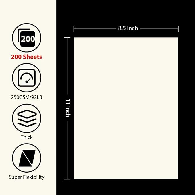 OcePor 200 Sheets Cream Cardstock Paper, Colored Printer Paper 8.5 x 11 - Image 2