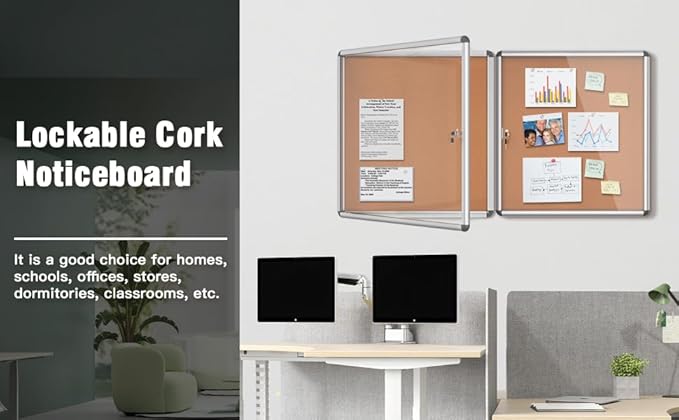 Mifuro 2 Pack 28"x26" Enclosed Bulletin Board, Lockable Weather-Resistant - Image 8