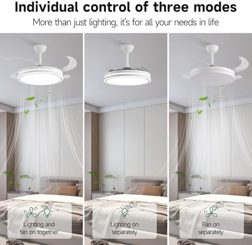retractable ceiling fans with lights and remote, 42 showing dimensions