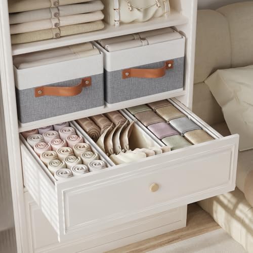 OUTBROS Foldable Drawer Organizers Gray/White, 15x6.1x5.1in, 6-Pack