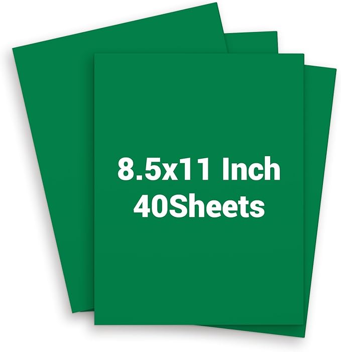 Green Cardstock 8.5 x 11, 40 Sheets Card Stock Paper by WelcometoVishoitty