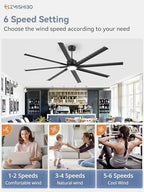 zmishibo 84 inch large aluminum ceiling fan with showing dimensions