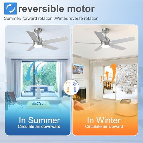 52 inch brushed nickel ceiling fan with light shown in use