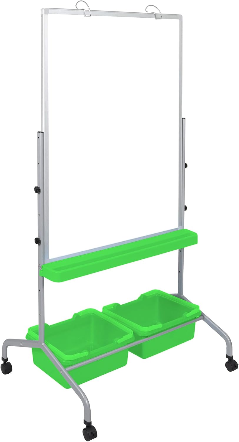 Stand Up Desk Store Mobile Whiteboard and Flipchart Easel with Storage Bins a...