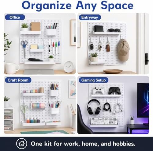 Colville White Pegboard Wall Organizer Kit, 24 x 24 in, 4 Panels