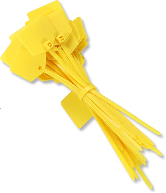 4 in Marker Nylon Cable Ties, Plastic Water Proof Tags, Self-Locking Written-on by QSFPTEK