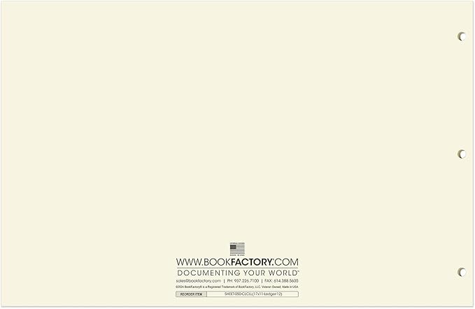 BookFactory Ledger Sheets/Large 12 Column Accounting Ledger Columnar Loose Leaf - Image 3