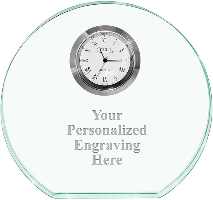 Crown Awards Personalized Jade Horizon Crystal Clock – Premium Jade Crystal by CrownAwards