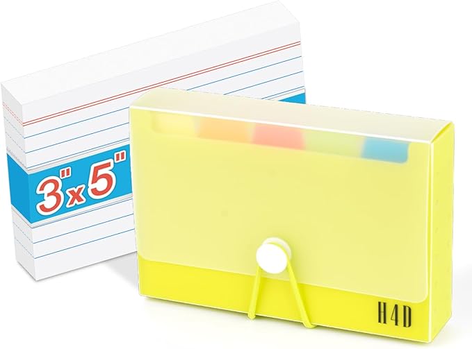 H4D 3x5 Index Card Case with 100 Heavyweight Ruled Index Cards and Dividers by H4D