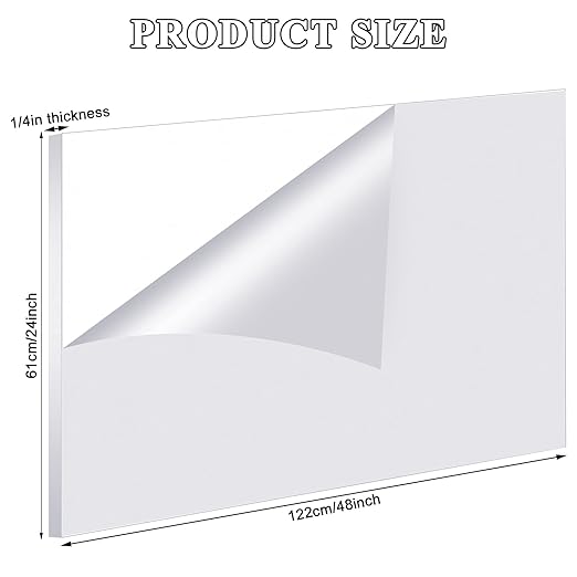 Roowest 2 Pcs 24 x 48 Inch, 1/4 Inch Thick Clear Acrylic Plexiglass Sheets - Image 2