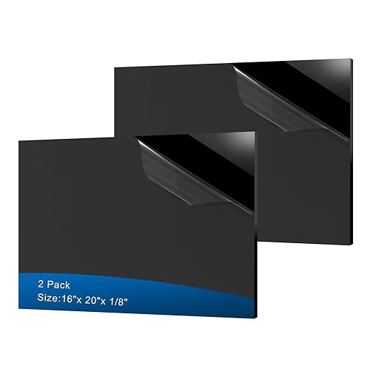 2 Pieces Black Acrylic Sheet, 16 x 20 Inch 1/8 Inch Thick, Home Decor, Display by ADTDA