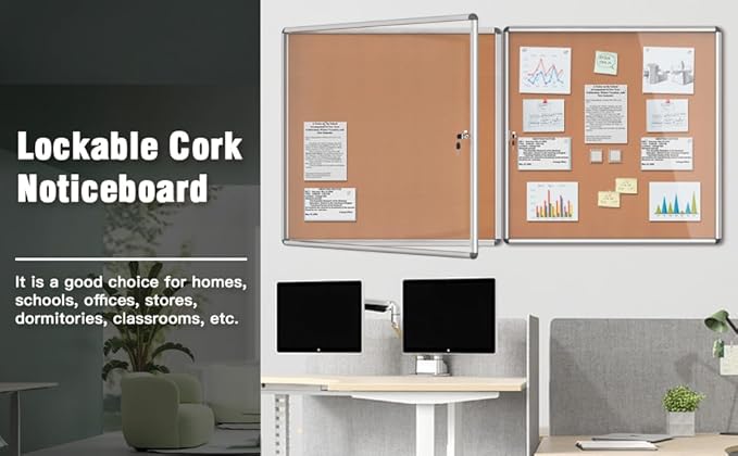 Mifuro 2 Pack 38"x38" Enclosed Bulletin Board, Lockable Weather-Resistant - Image 8