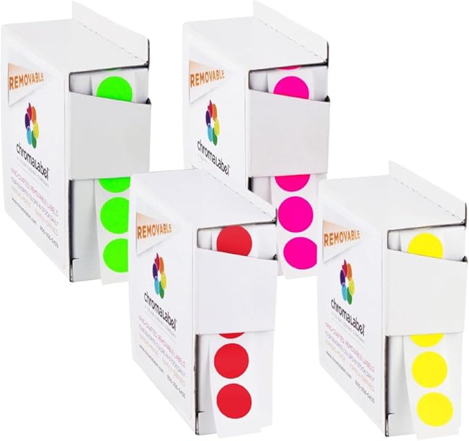 ChromaLabel 1/2 Inch Removable Circle Sticker Labels, Colored Dot Stickers by ChromaLabel