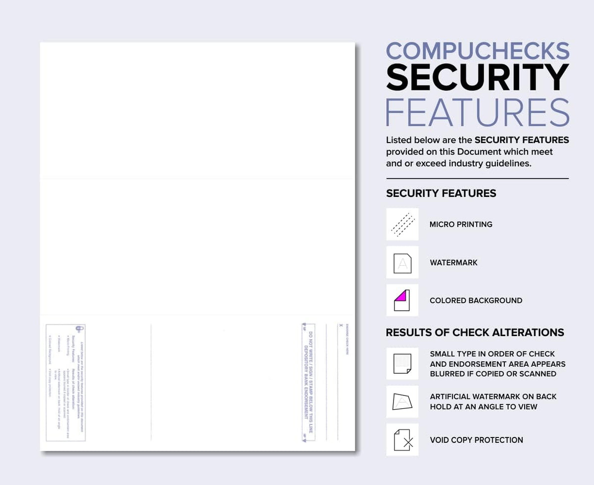 compuchecks 500 blank check stock paper, check on shown in use