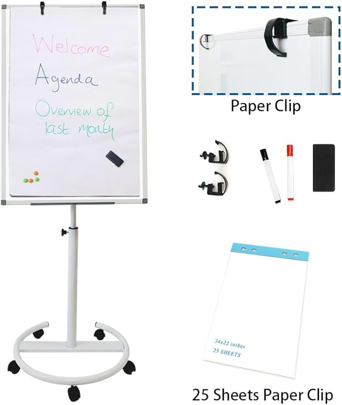 Mobile Dry Erase Board – 36x24 inches Height Adjustable Magnetic Portable - Image 3