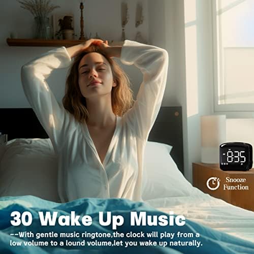easysleep acoustic sound alarms digital wake up clock showing dimensions