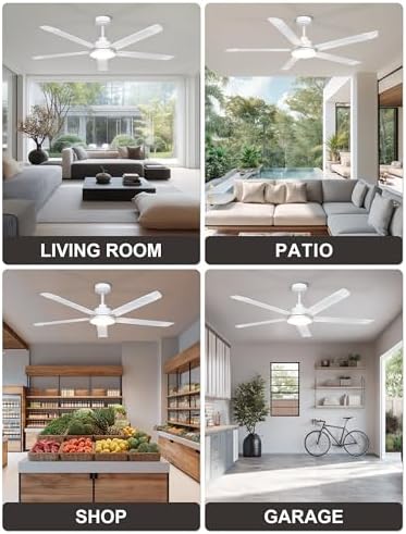ohniyou 60'' industrial ceiling fan with light for, front angle view