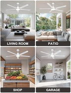 ohniyou 60'' industrial ceiling fan with light for, front angle view