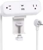 Desk Clamp Power Strip, 65W 10ft Extension Cord- 2 Outlets Desktop Power Strip by Mifaso