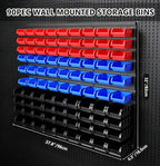 wall mounted storage organizer bins with rack, nuts shown in use