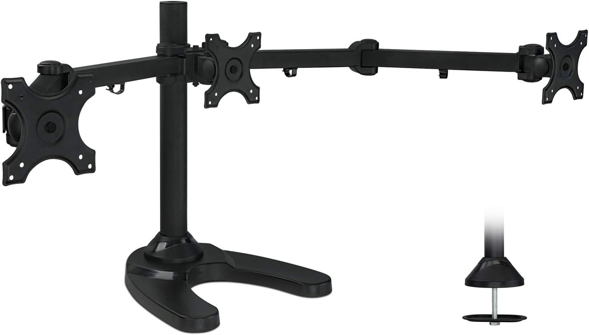 Mount-It! Triple Monitor Stand for 3 Screens up to 24", Height Adjustabl...