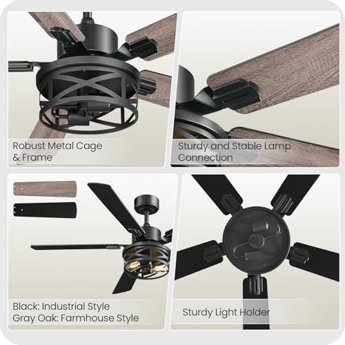 52 inch farmhouse ceiling fan with lights and on a desk or shelf