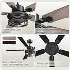 52 inch farmhouse ceiling fan with lights and on a desk or shelf