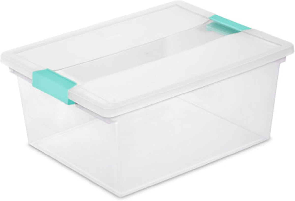 Sterilite 8-Pack Clip Box, Stackable Clear Plastic Bins
