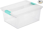 Sterilite 16-Pack Clip Box, Stackable Clear Plastic Bins by Sterilite