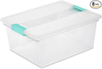 Sterilite 8-Pack Clip Box, Stackable Clear Plastic Bins by Sterilite