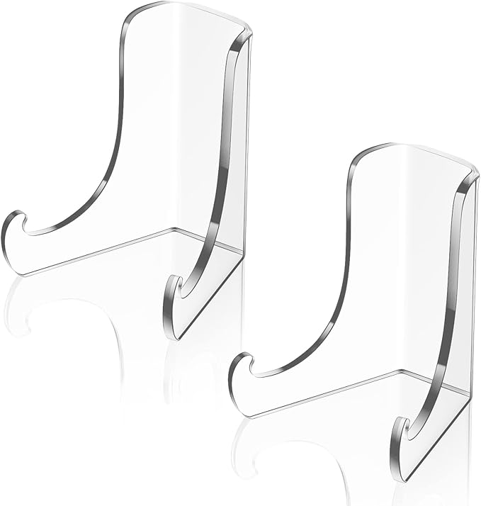 Chunful 2 Pieces Acrylic Plate Stands Clear Acrylic Easels Display Stands by Chunful