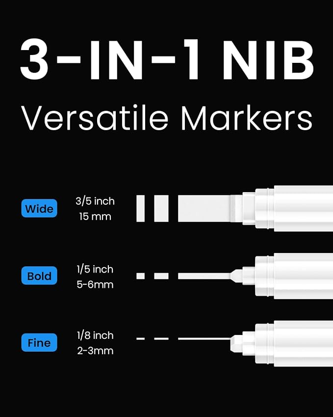 BIGTHUMB White Poster Markers Jumbo Paint Pen: 5 pcs 15mm Wide Tip Thick - Image 3