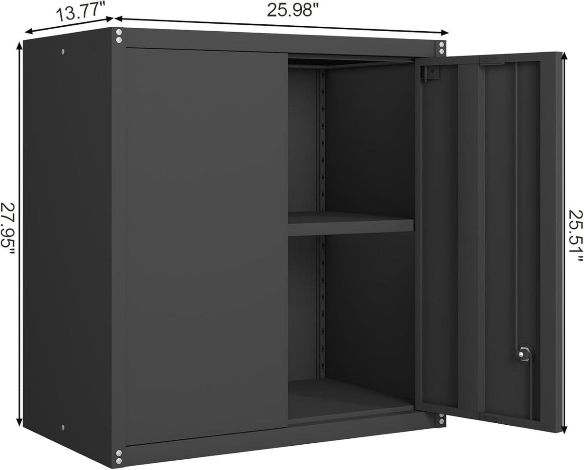greatmeet locking metal garage wall cabinet with doors, close-up detail