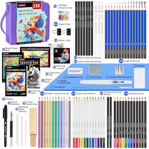 drawing set sketching kit, pro art supplies sketch, close-up detail