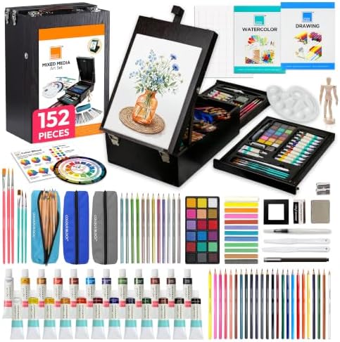 colour block 152-piece wooden easel art supplies set, main product view